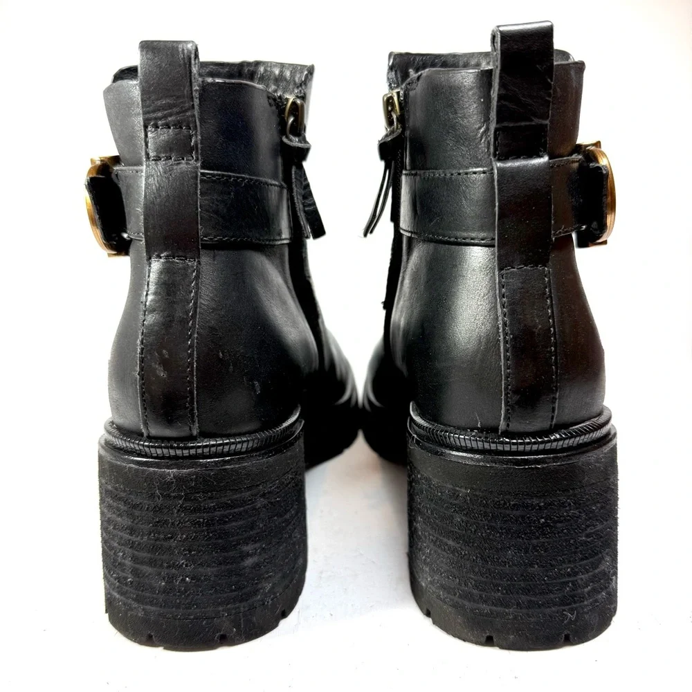 Sofft Jenine Black Leather Platform Ankle Boots Women’s Size‎ 9